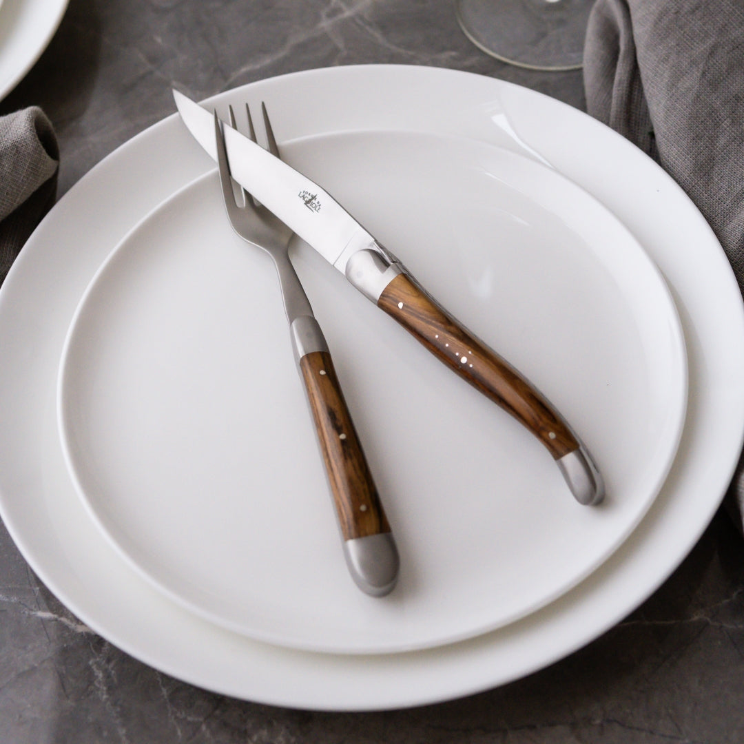 Forge de  Laguiole 2 Piece Steak Knife Set Pistachio Handle Satin Finish