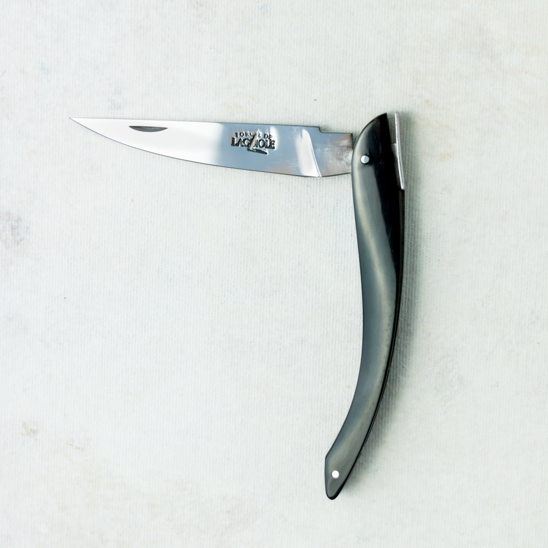 Eric Raffy 11 cm Full Black Horn Handle Pocket Knife