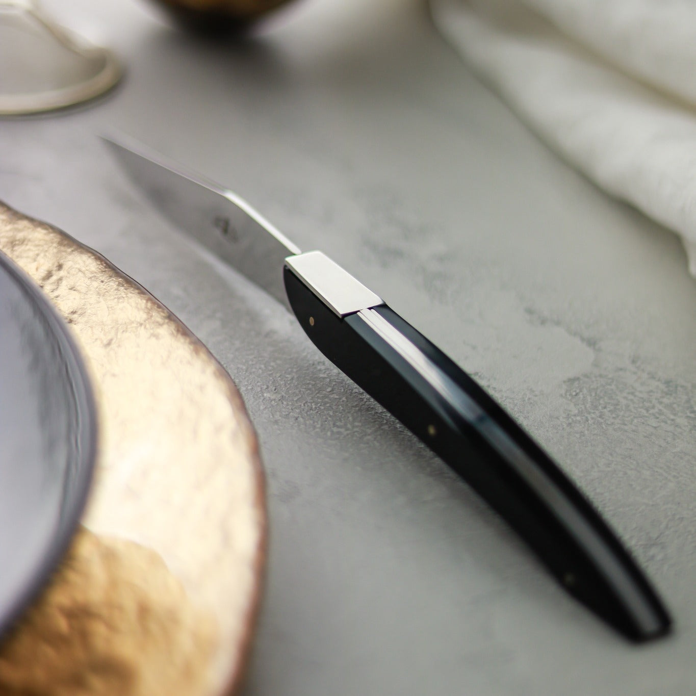 Eric Raffy Set of 6 Black Acrylic Handle Steak Knives