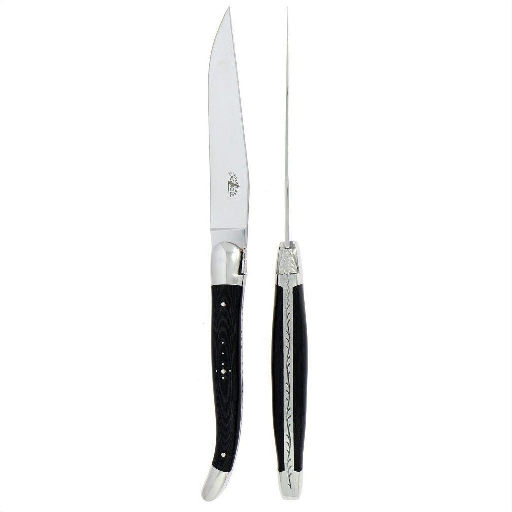 Laguiole 2 Piece Steak Knife Set Fabric Series Black