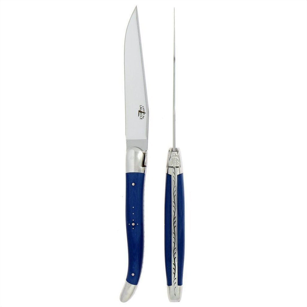 Laguiole 2 Piece Steak Knife Set Fabric Series Blue