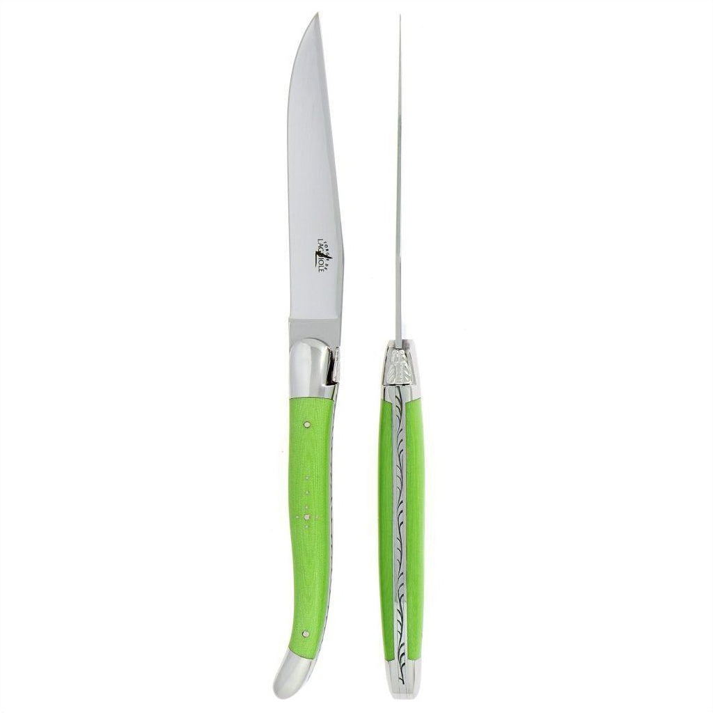 Laguiole 2 Piece Steak Knife Set Fabric Series Green