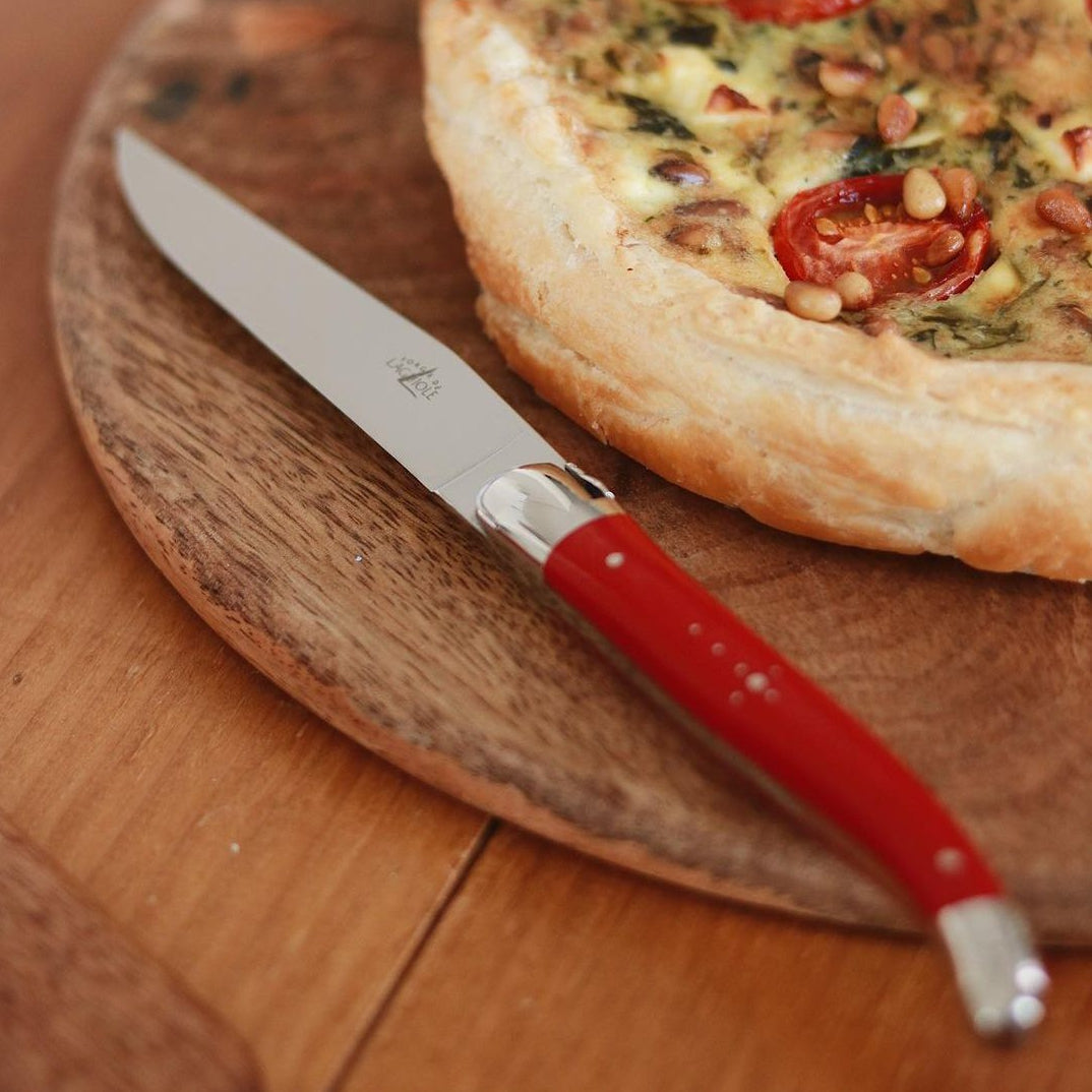 Laguiole 2 Piece Steak Knife Set Fabric Series Red