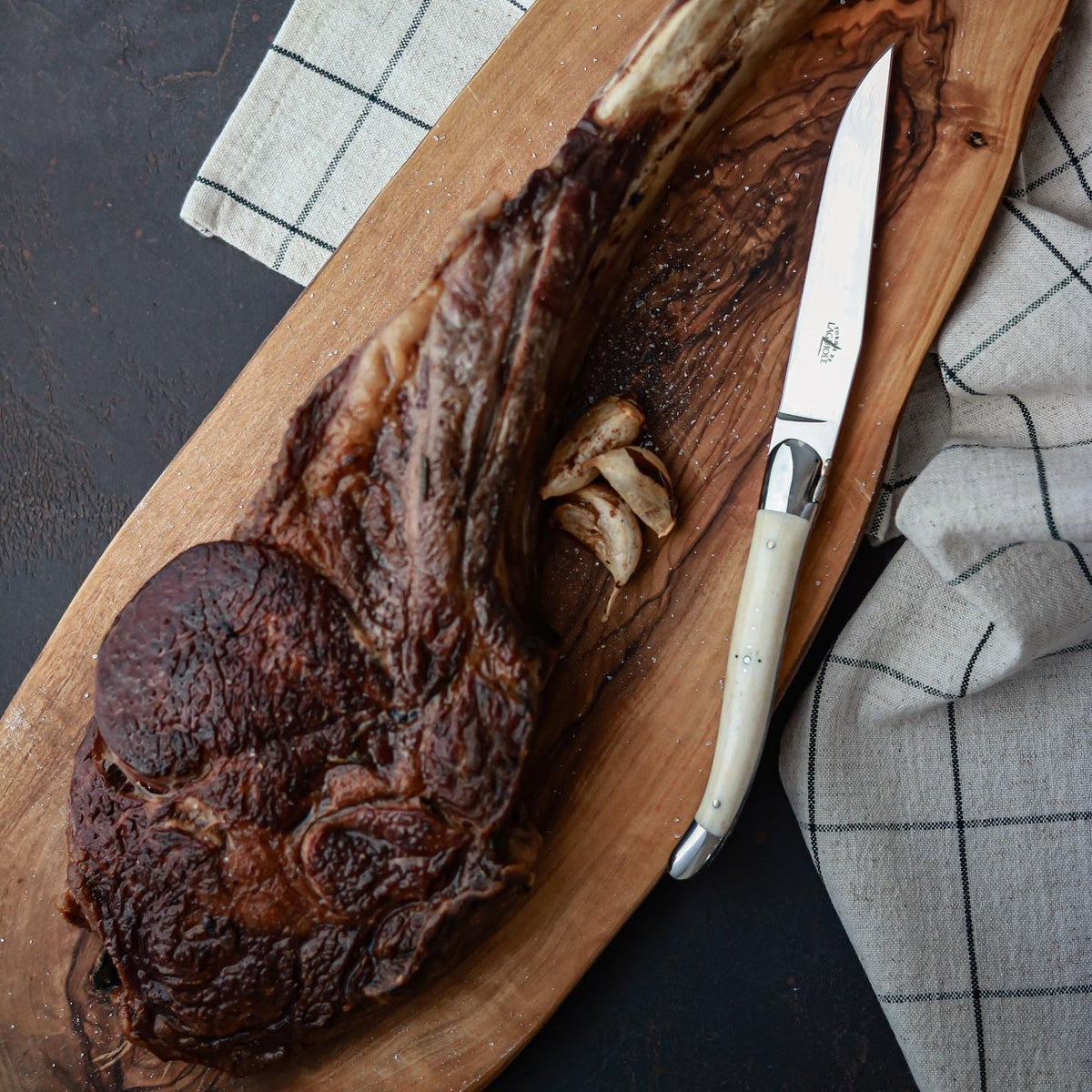 Forge de  Laguiole 2 Piece Steak Knife Set Bone Handle