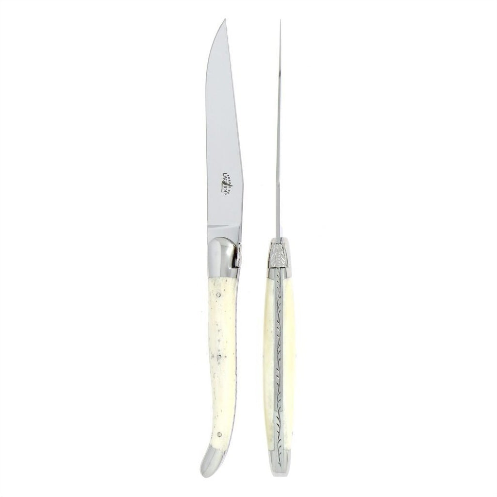 Laguiole 2 Piece Steak Knife Set Bone Handle