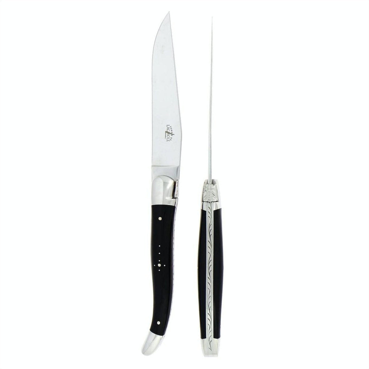 Laguiole 2 Piece Steak Knife Set Dark Horn Tip