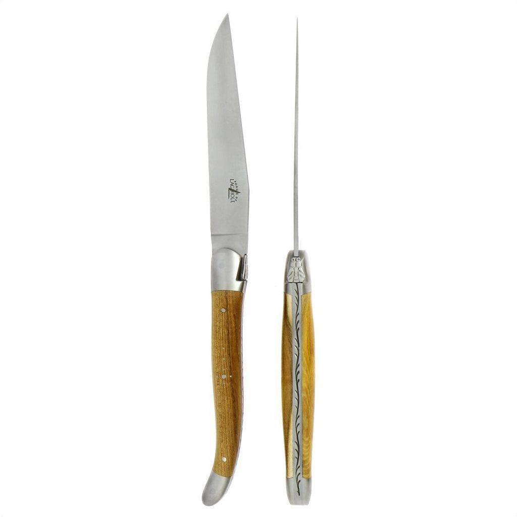 Laguiole 2 Piece Steak Knife Set Pistachio Handle Satin Finish