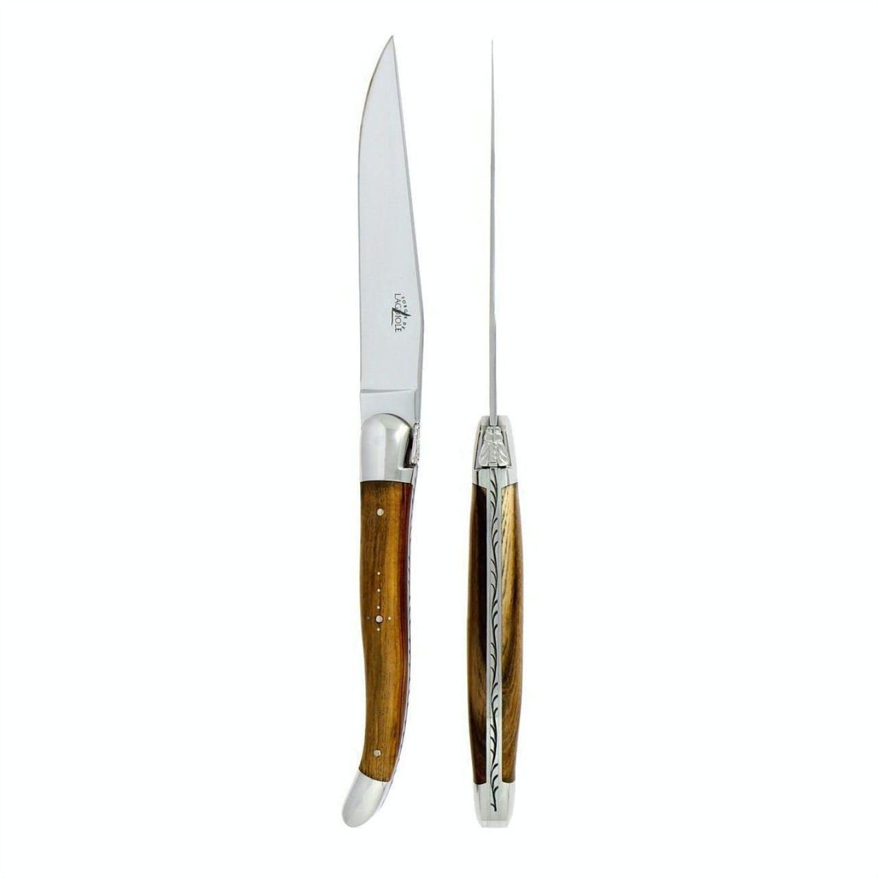 Laguiole 2 Piece Steak Knife Set Pistachio Handle Shiny Finish