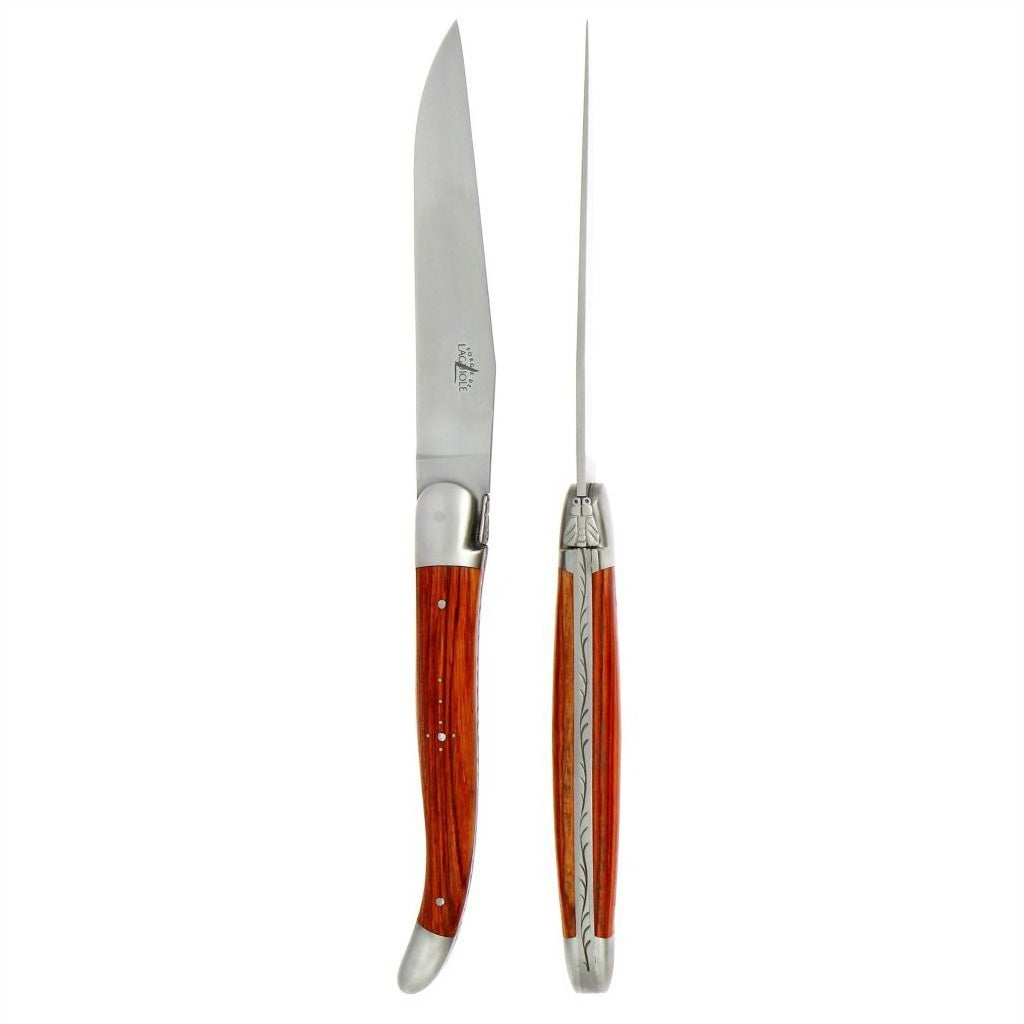 Laguiole 2 Piece Steak Knife Set Rosewood Satin Finish