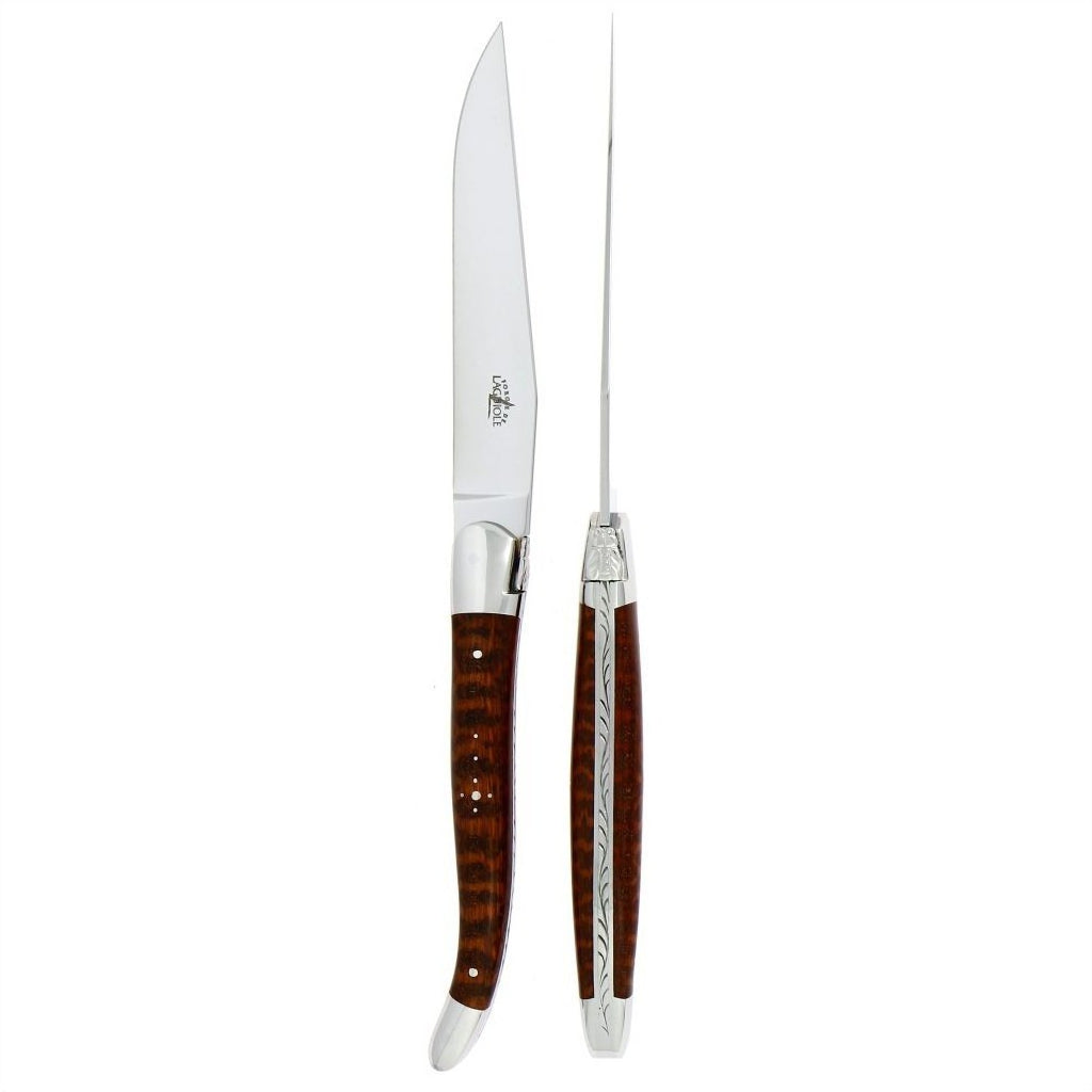 Laguiole 2 Piece Steak Knife Set Snake Wood Shiny Finish