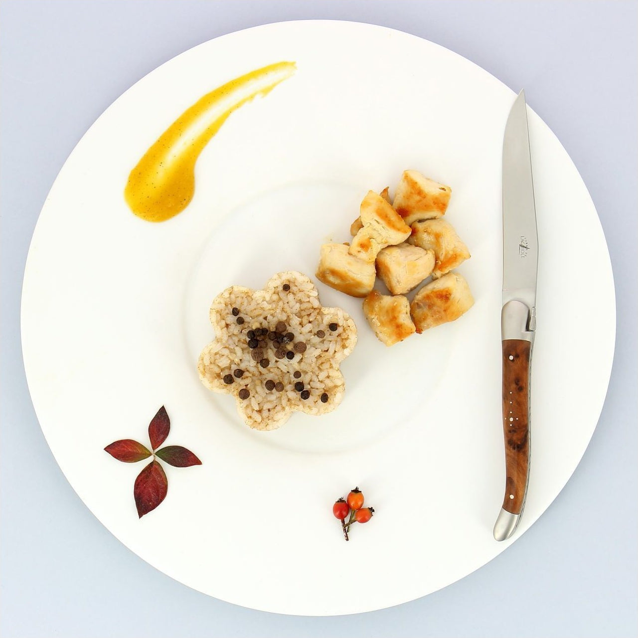 Laguiole 2 Piece Steak Knife Set Thuya Burl Satin Finish