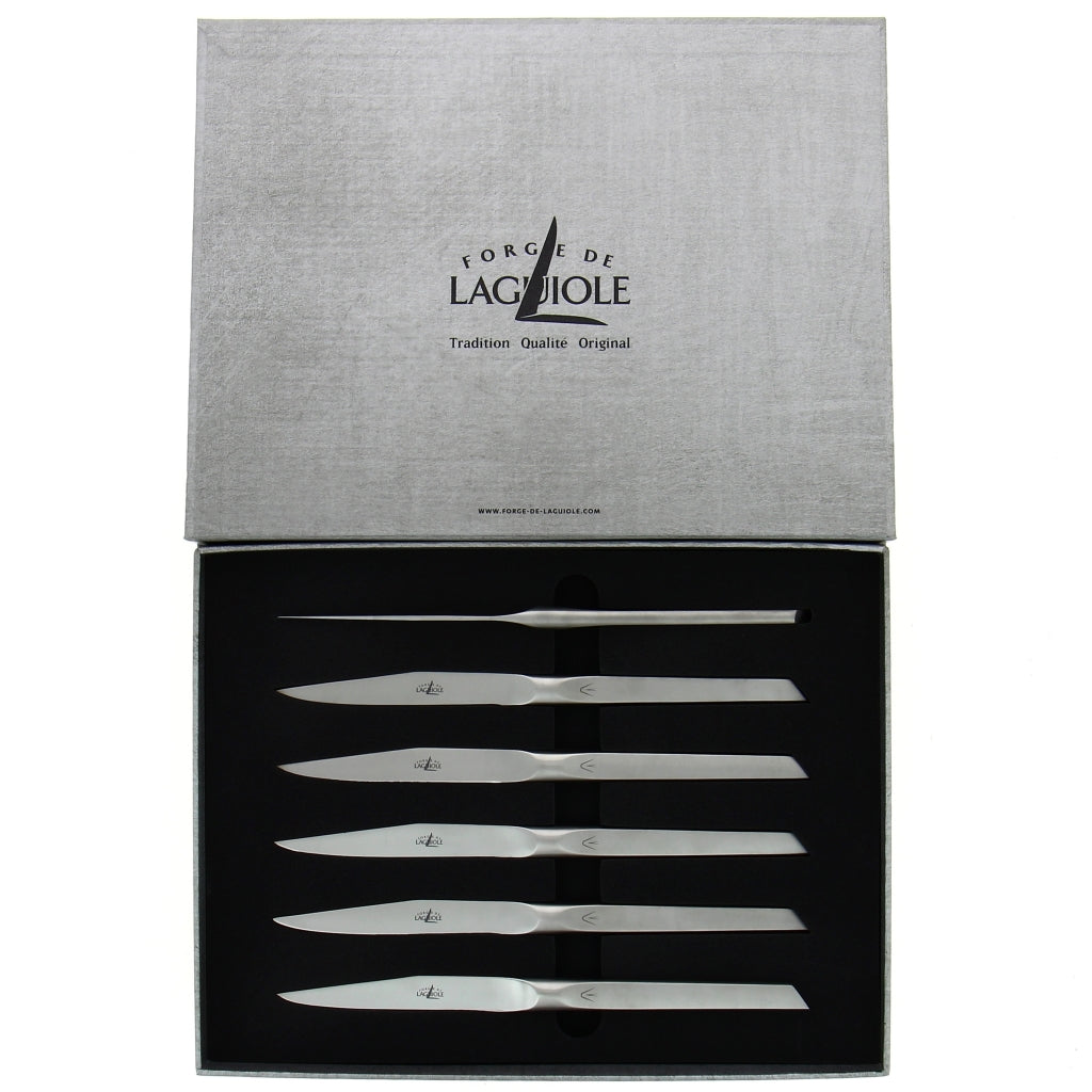 Forge de Laguiole 6 Piece DAYAT Steak Knife Set, Satin Finish