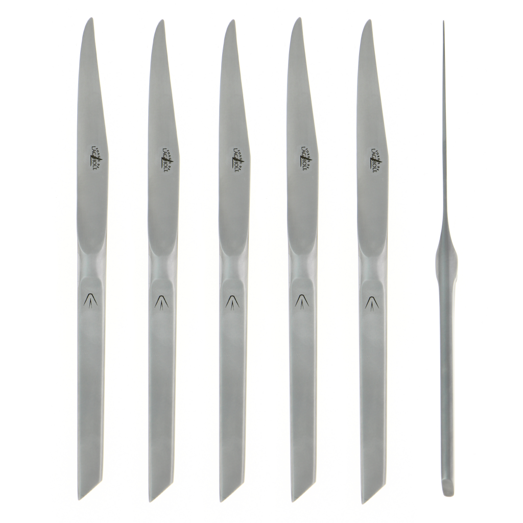Forge de Laguiole 6 Piece DAYAT Steak Knife Set, Satin Finish