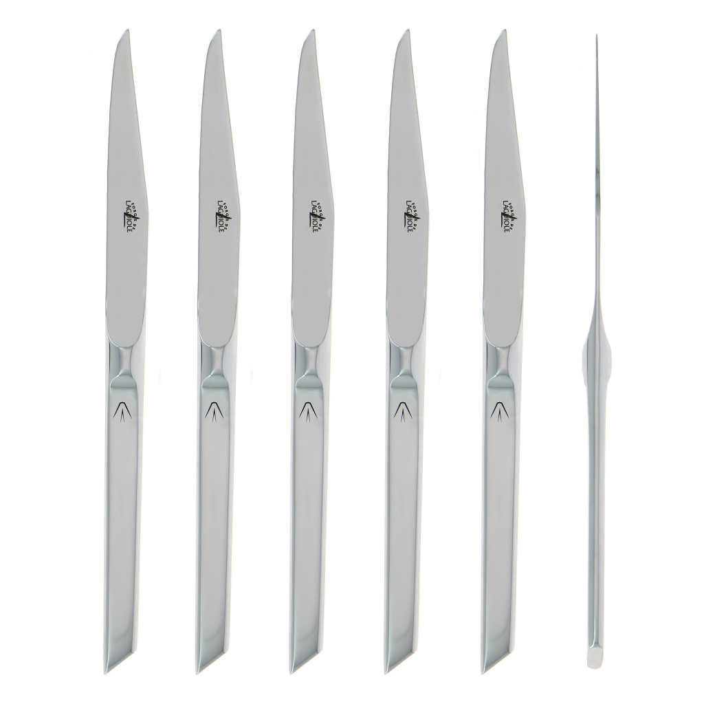 Forge de Laguiole 6 Piece DAYAT Steak Knife Set, Shiny Finish