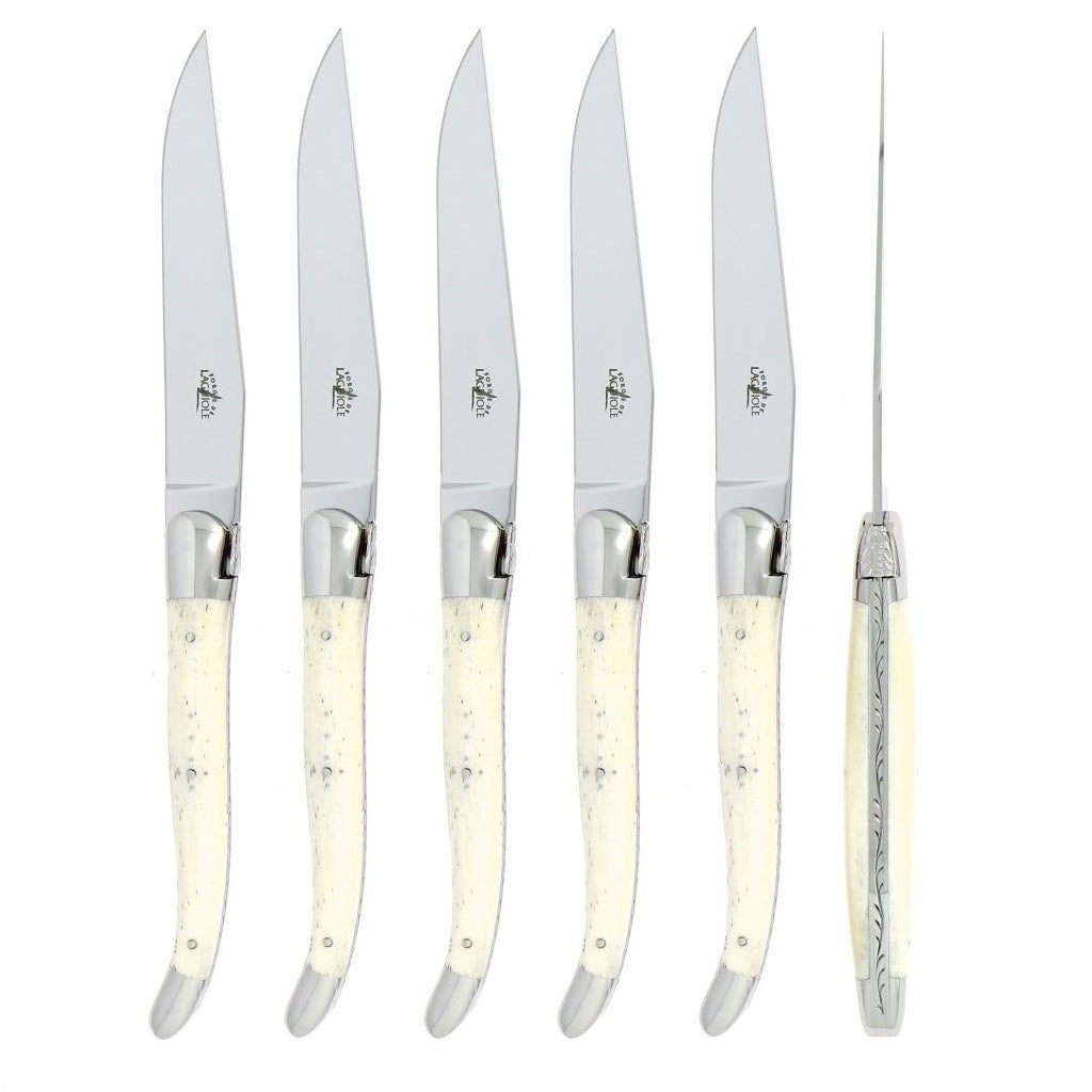 Laguiole 6 Piece Steak Knife Set Bone Handle