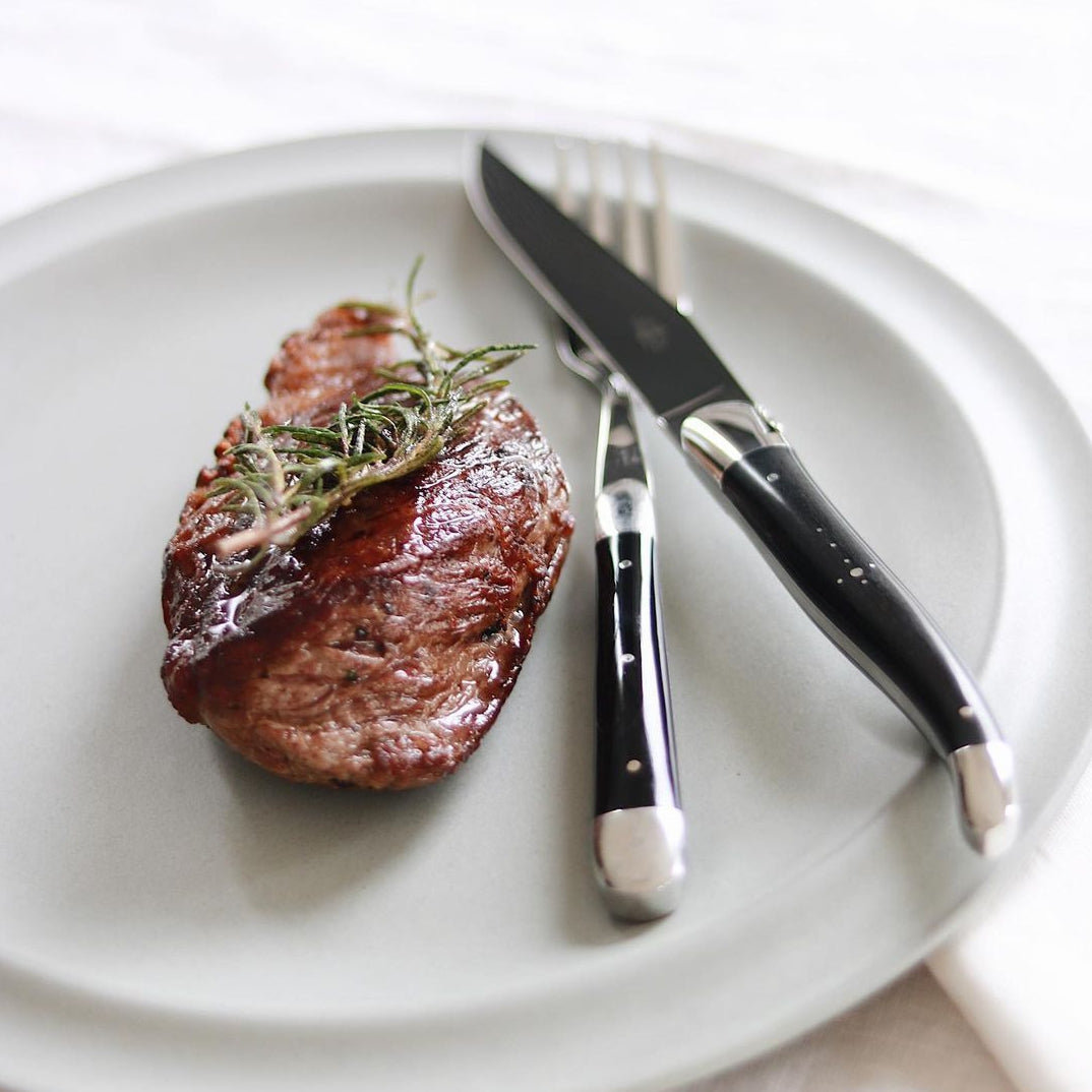 Olivier Gagnère Set of 2 Black Acrylic Steak Knives - Forge de Laguiole USA
