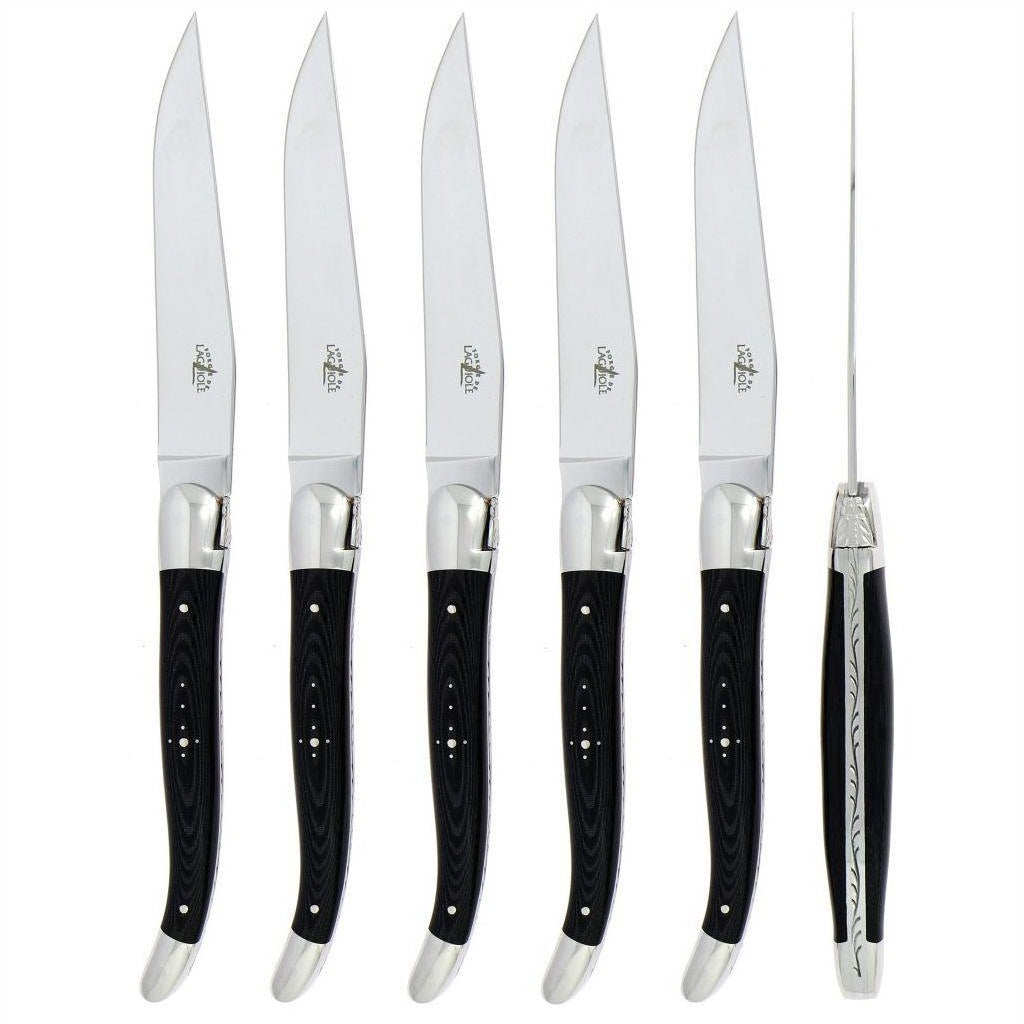 Laguiole 6 Piece Steak Knife Set Fabric Series Black