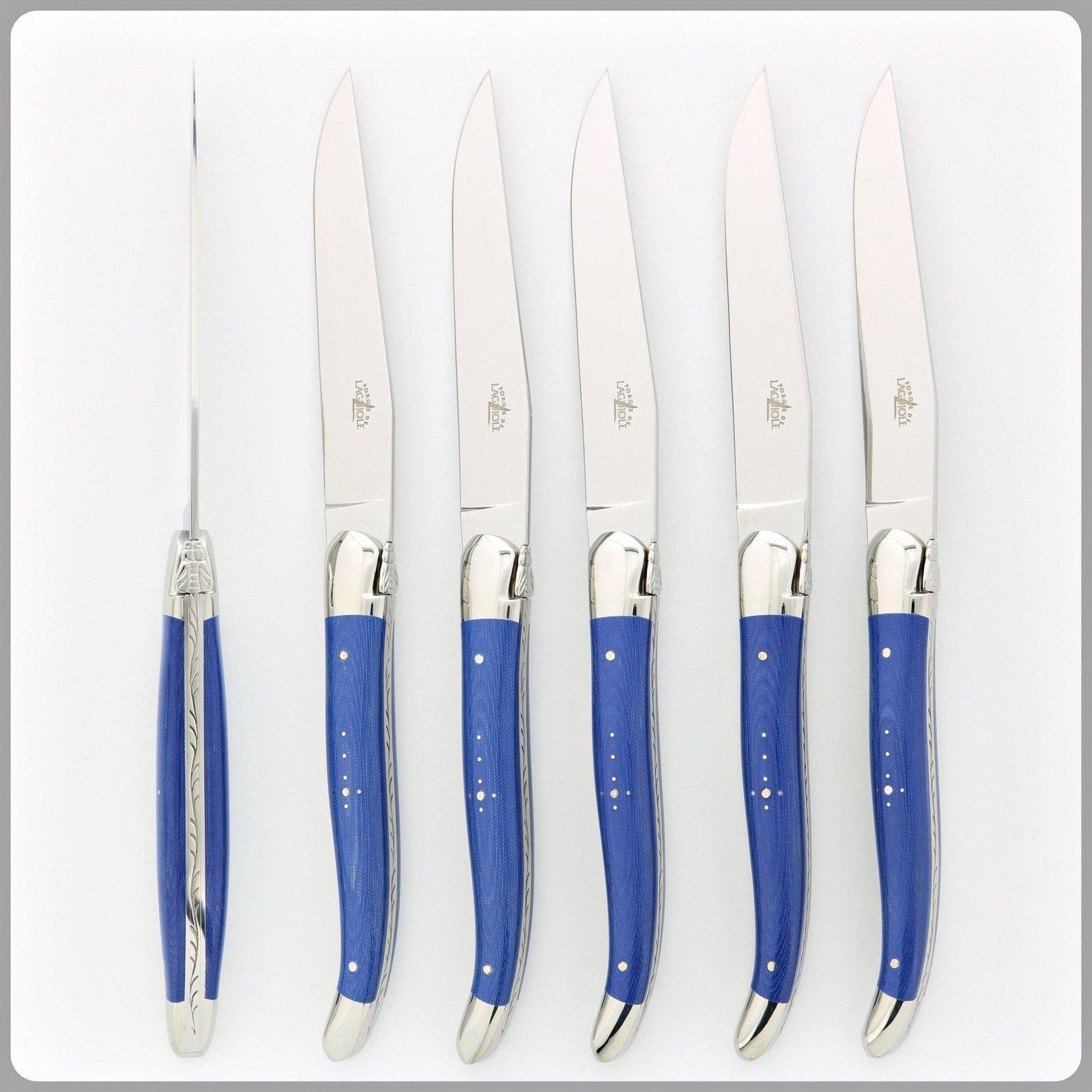 Laguiole 6 Piece Steak Knife Set Fabric Series Blue