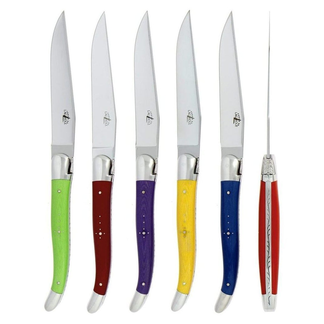 Laguiole 6 Piece Steak Knife Set Fabric Series Multi Color