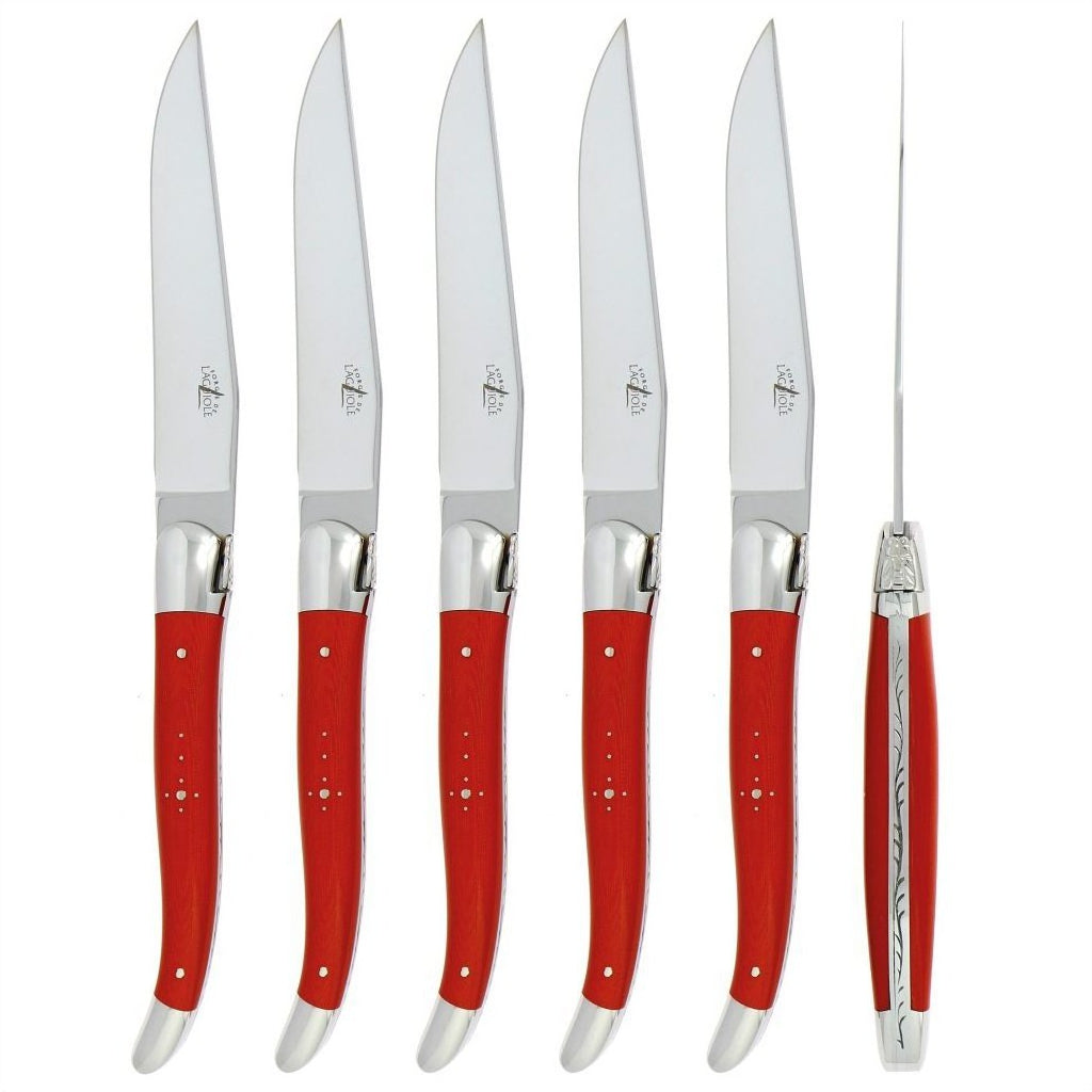 Laguiole 6 Piece Steak Knife Set Fabric Series Orange