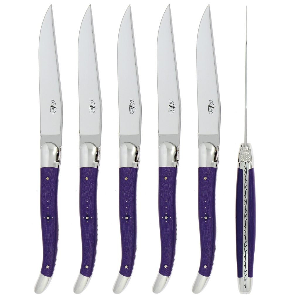 Forge de Laguiole 6 Piece Steak Knife Set Fabric Series Purple - Forge de  Laguiole USA
