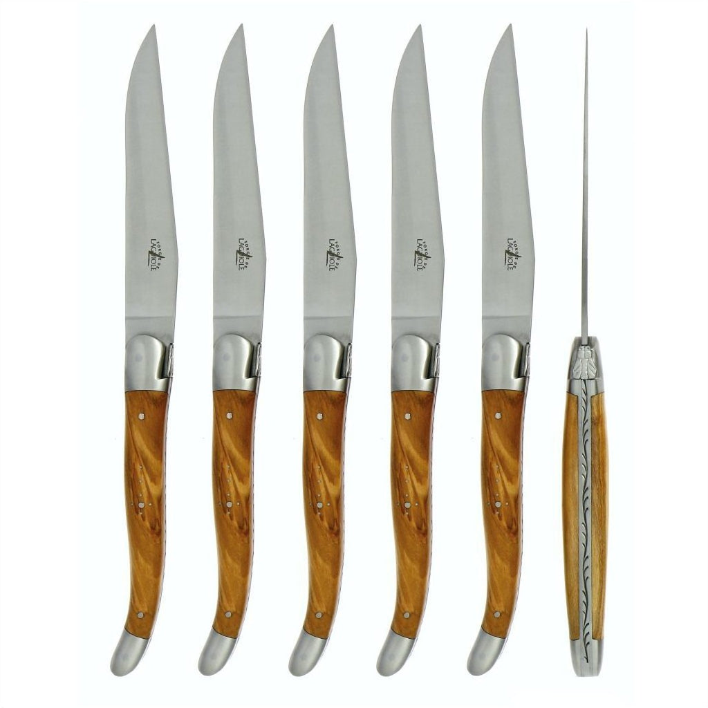 French Home Laguiole Connoisseur Black Wood Handle BBQ Steak Knives - 4 Piece