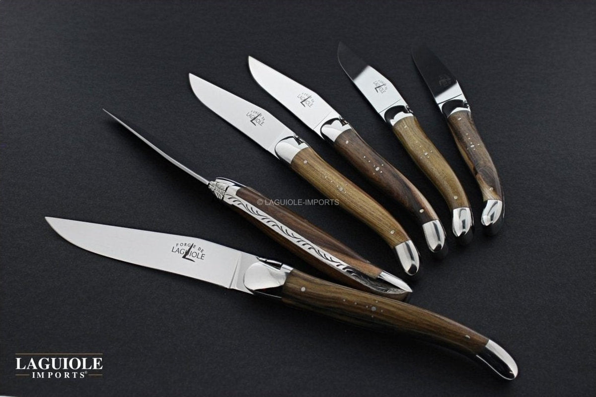 Laguiole 6 Piece Steak Knife Set Pistachio Handle Shiny Finish