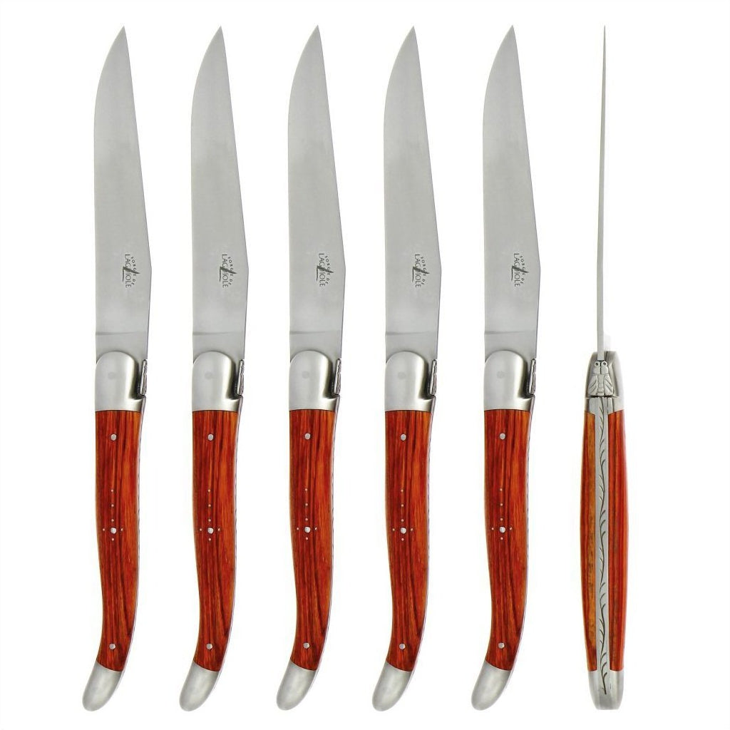Laguiole 6 Piece Steak Knife Set Rosewood Satin Finish