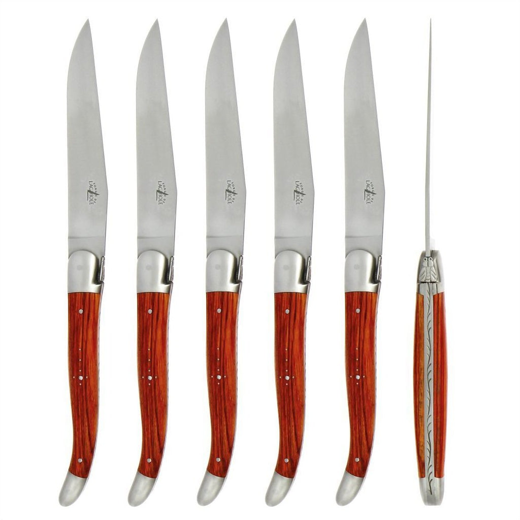 Laguiole 6 Piece Steak Knife Set Rosewood Satin Finish