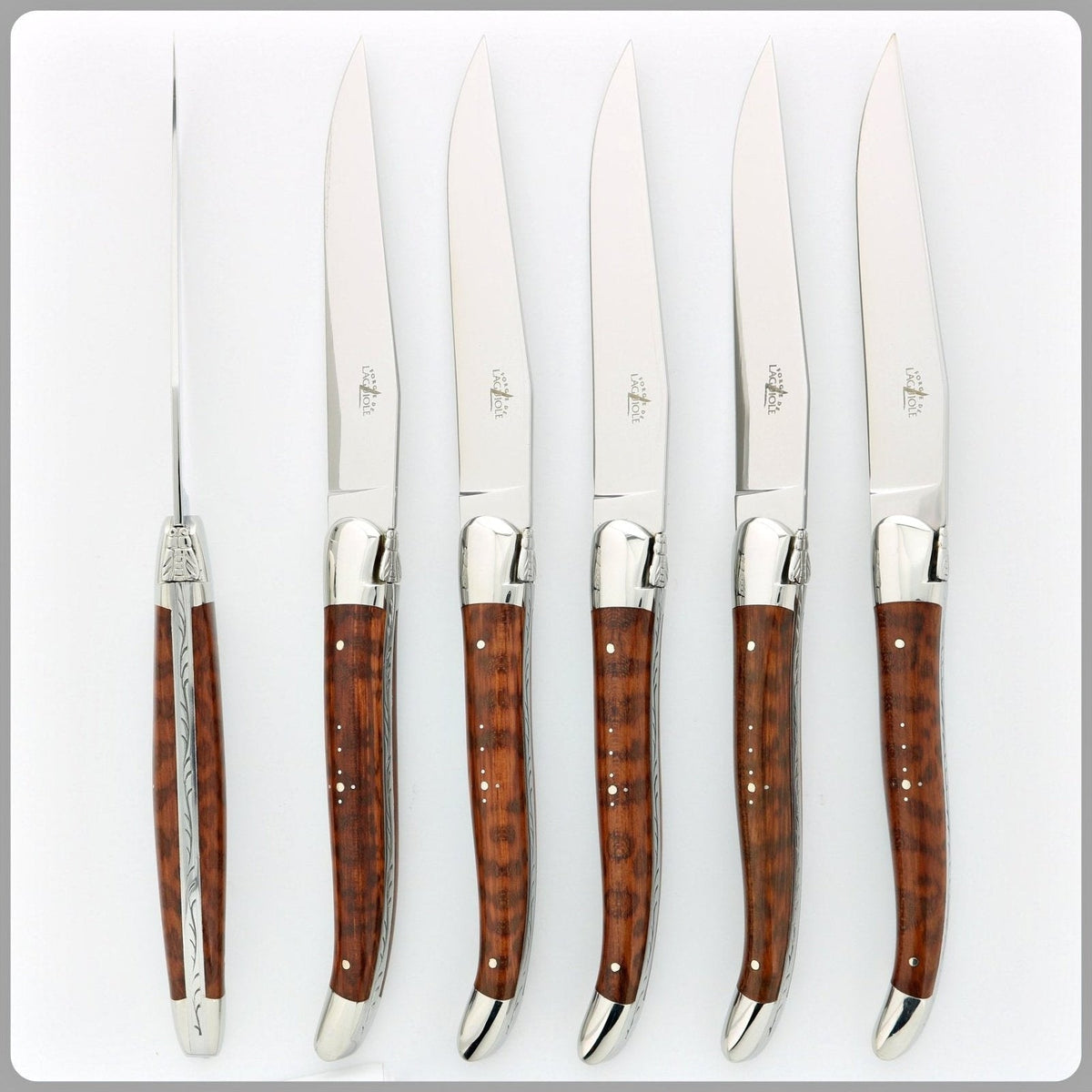 Laguiole 6 Piece Steak Knife Set Snake Wood Shiny Finish