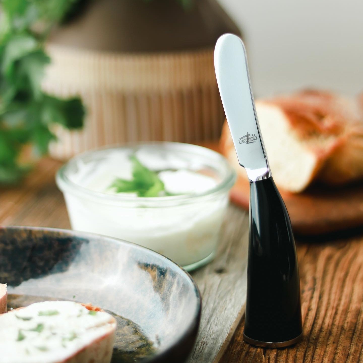 Forge de Laguiole Black Horn Tip Butter Spreader Knife