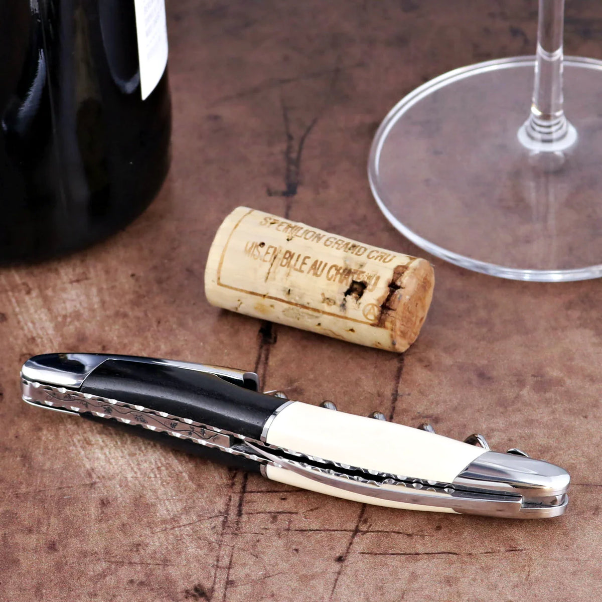 Forge de Laguiole Equinox Corkscrew - Genuine Mammoth Ivory & Ebony