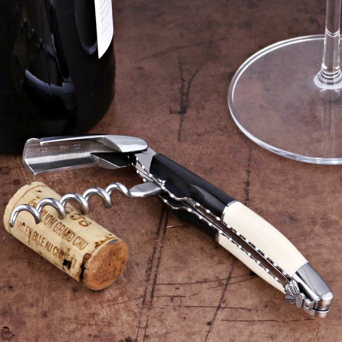 Forge de Laguiole Equinox Corkscrew - Genuine Mammoth Ivory & Ebony