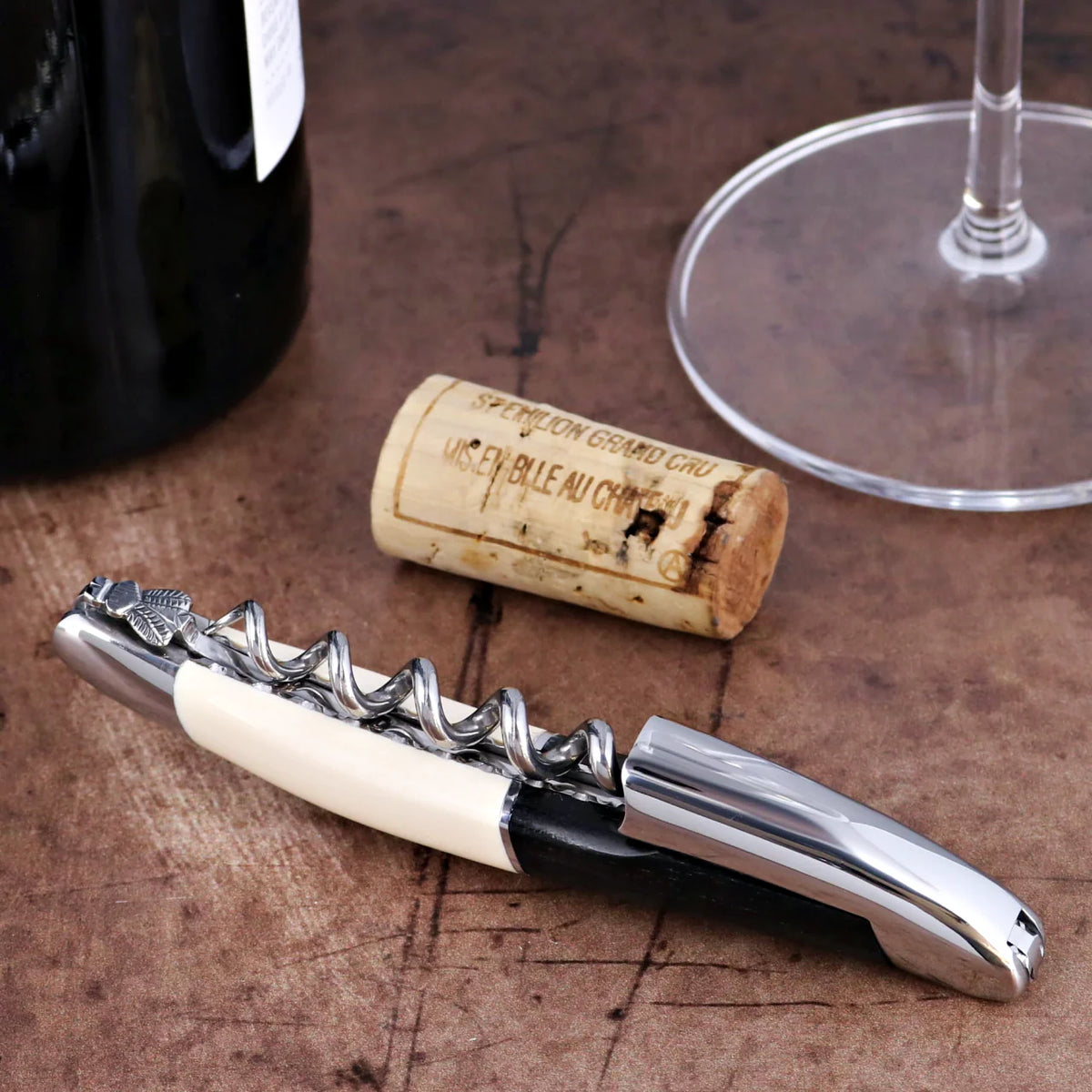 Forge de Laguiole Equinox Corkscrew - Genuine Mammoth Ivory & Ebony