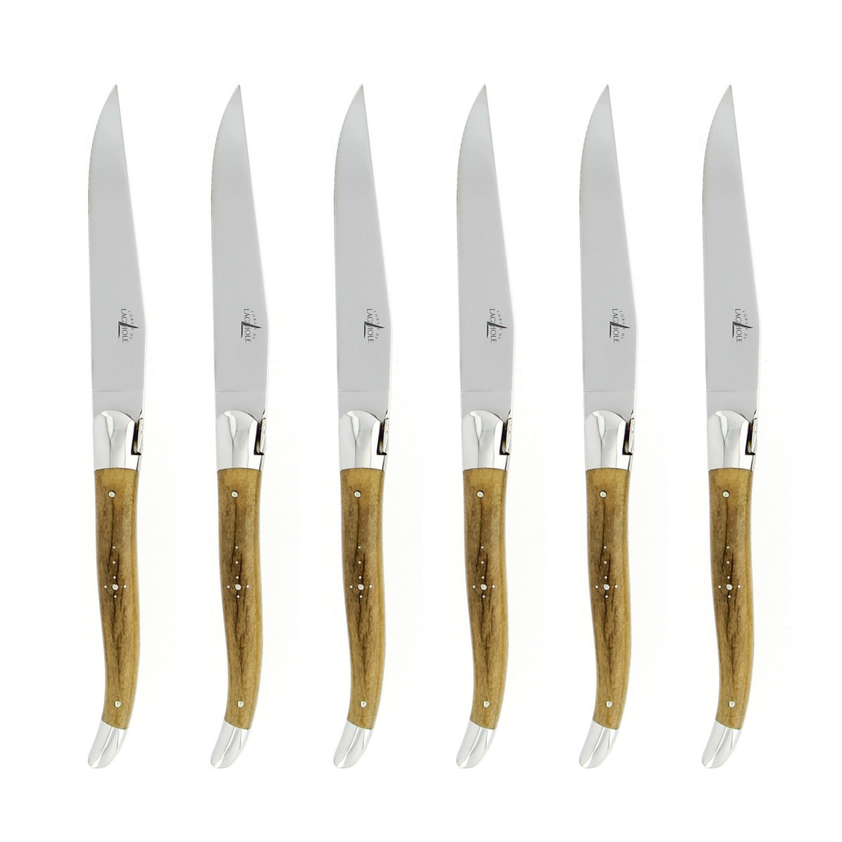 Forge de Laguiole "Mammoth-Style" Hand-Dyed Bone Steak Knives - Set of 6