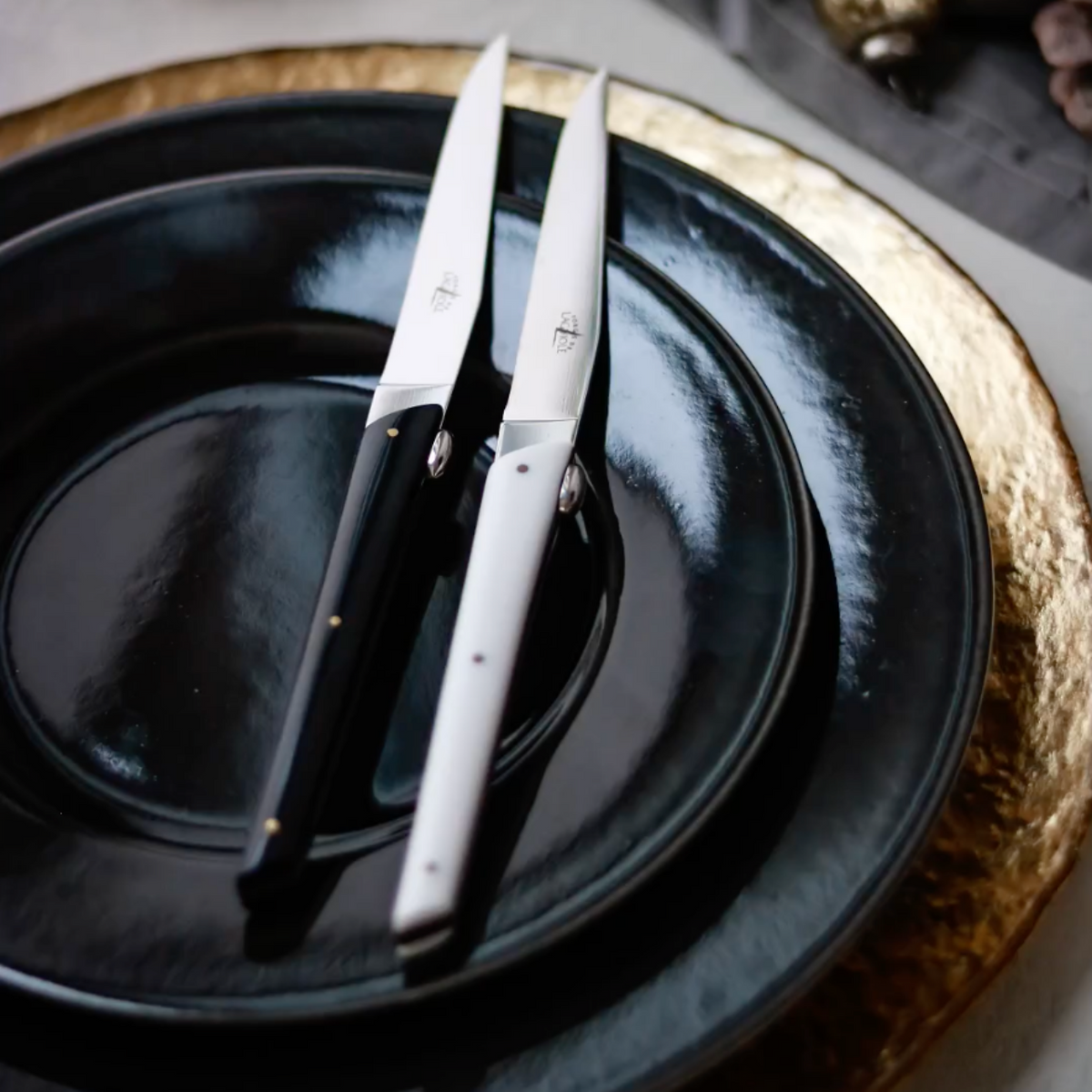 Olivier Gagnère Set of 2 Black Acrylic Steak Knives