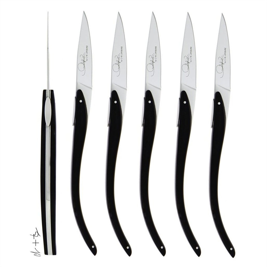 C + B Lefebvre Set of 6 Anne-Sophie Pic Ebony Steak Knives