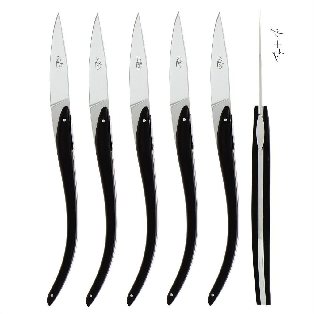 C + B Lefebvre Set of 6 Anne-Sophie Pic Ebony Steak Knives