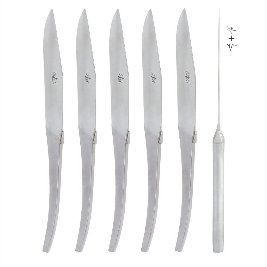 C + B Lefebvre Set of 6 Satin Stainless Steel Steak Knives