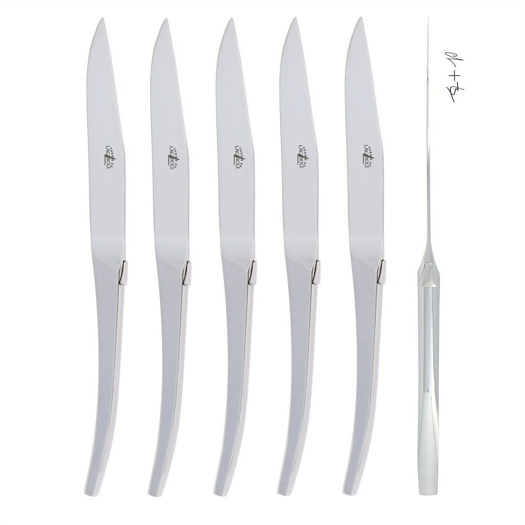 C + B Lefebvre Set of 6 Shiny Stainless Steel Steak Knives