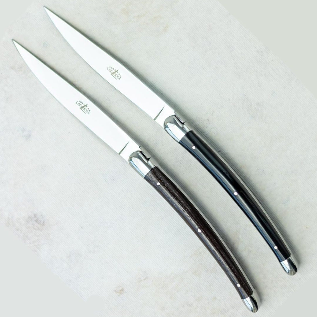 Christian Ghion Set of 2 Black Horn Steak Knives