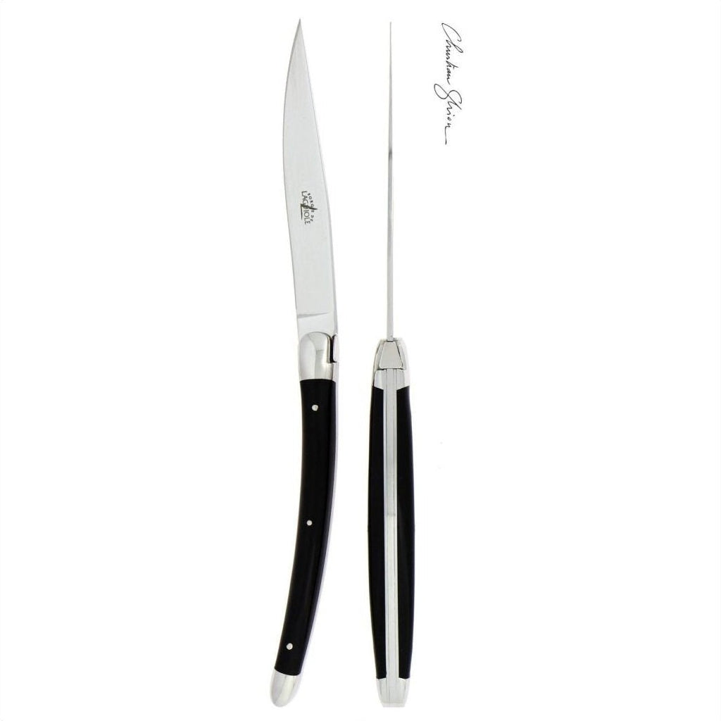 Christian Ghion Set of 2 Black Horn Steak Knives