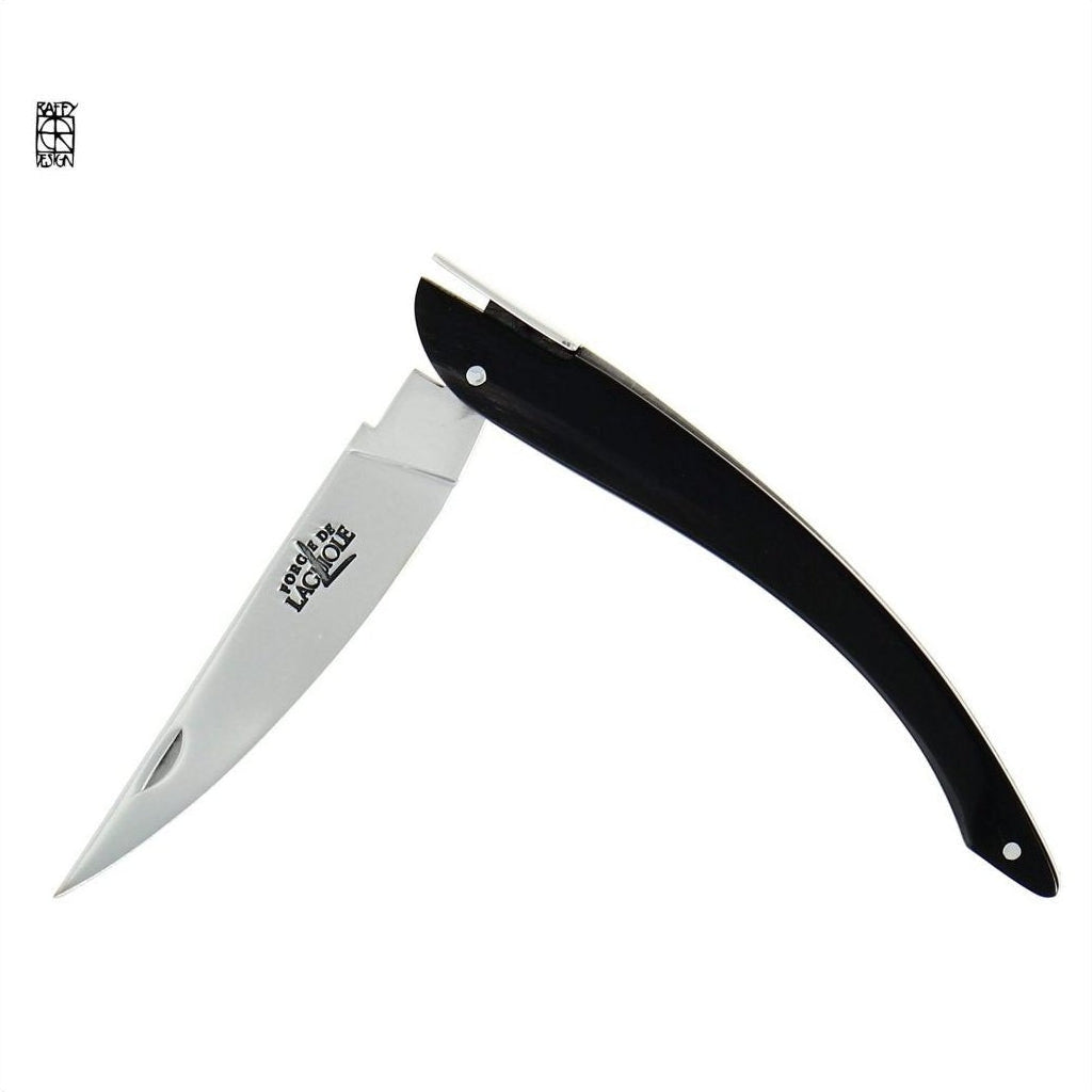 Eric Raffy 11 cm Full Black Horn Handle Pocket Knife