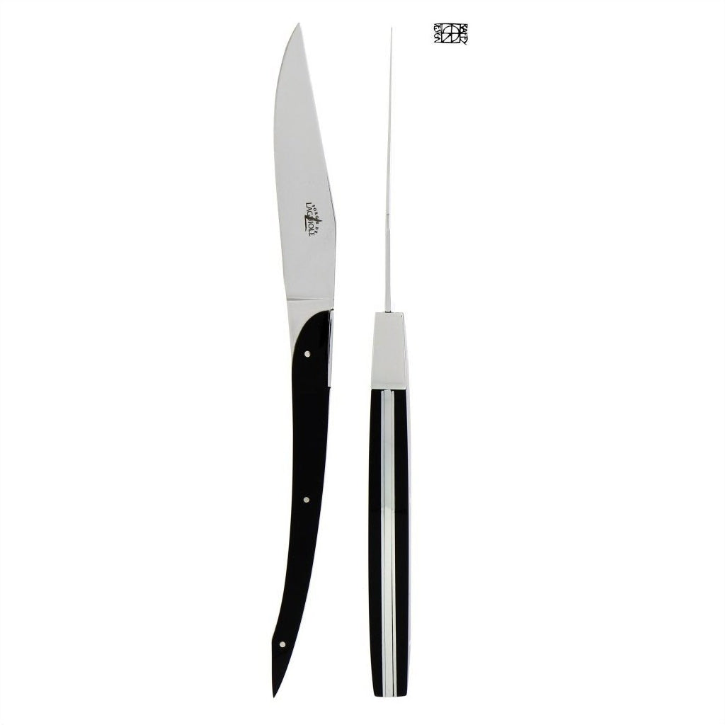 Eric Raffy Set of 2 Black Acrylic Handle Steak Knives