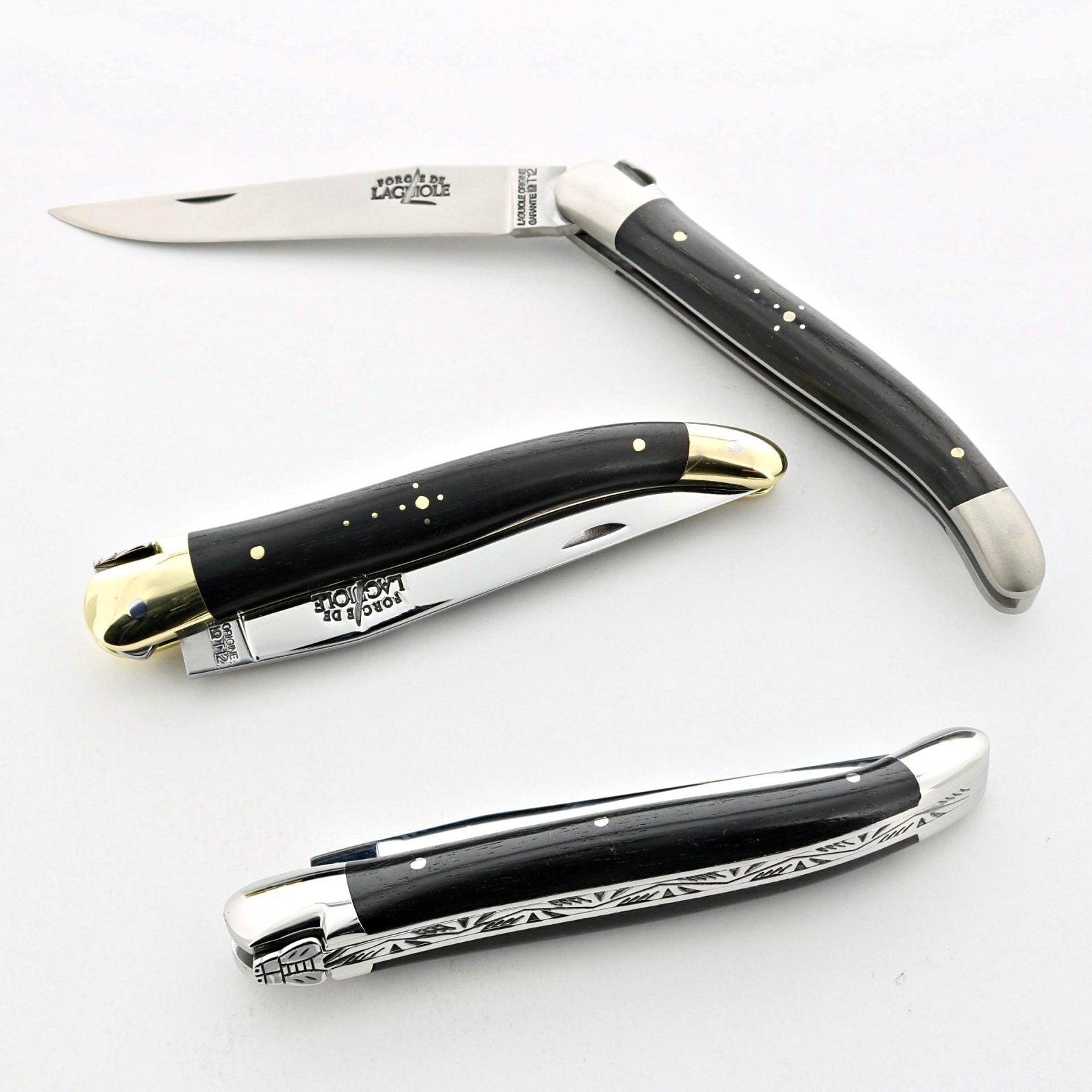 Forge de Laguiole 11cm pocket knife Ebony Brass Bolsters