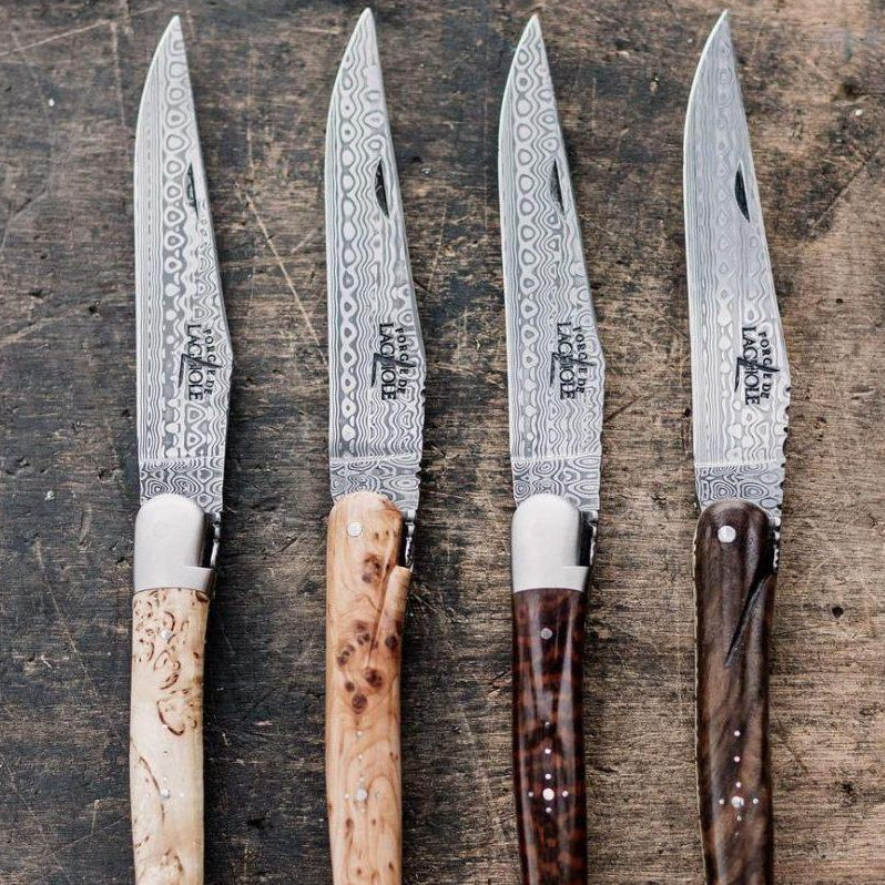 Forge de Laguiole 12 cm Chiseled Bee Folding Knives with Damascus Blade