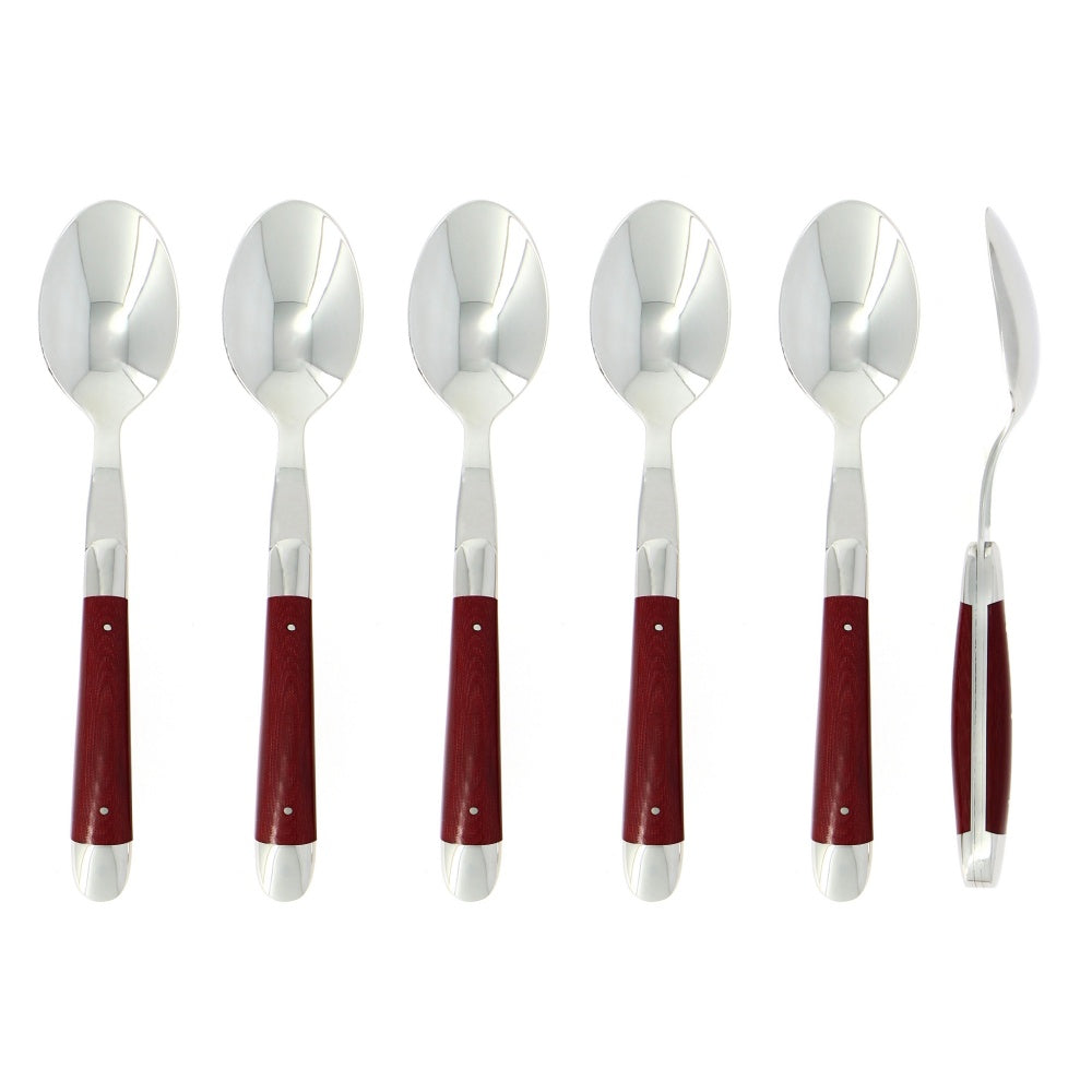 Forge de Laguiole Dessert Spoons Fabric Series Burgundy