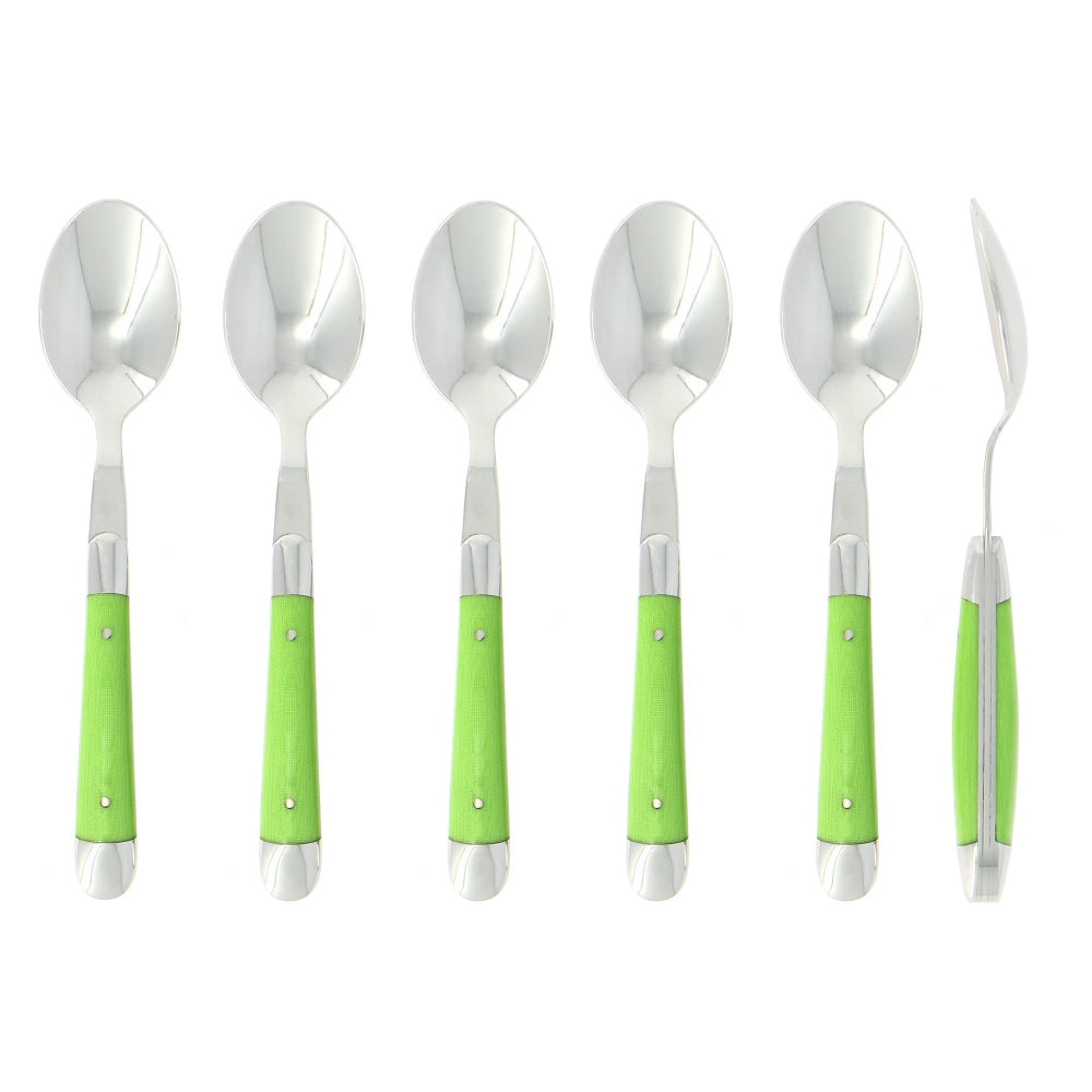 Forge de Laguiole Dessert Spoons Fabric Series Green