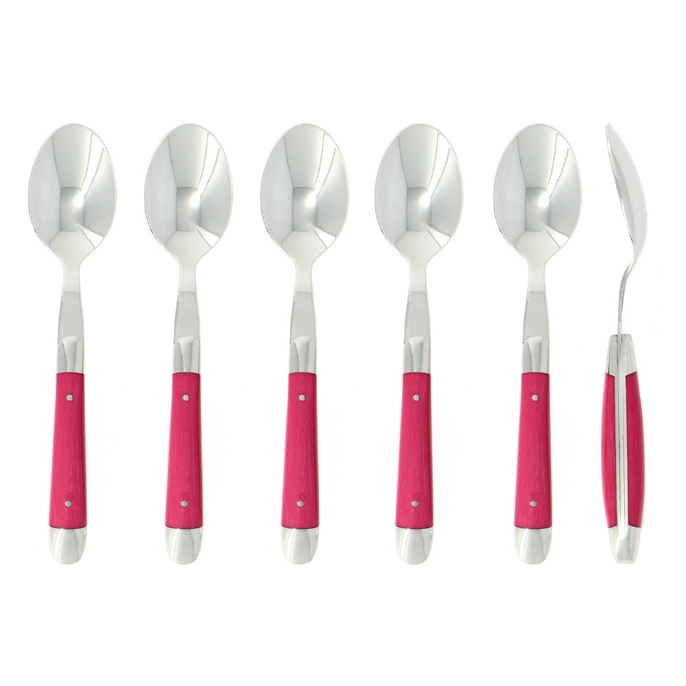Forge de Laguiole Dessert Spoons Fabric Series Pink