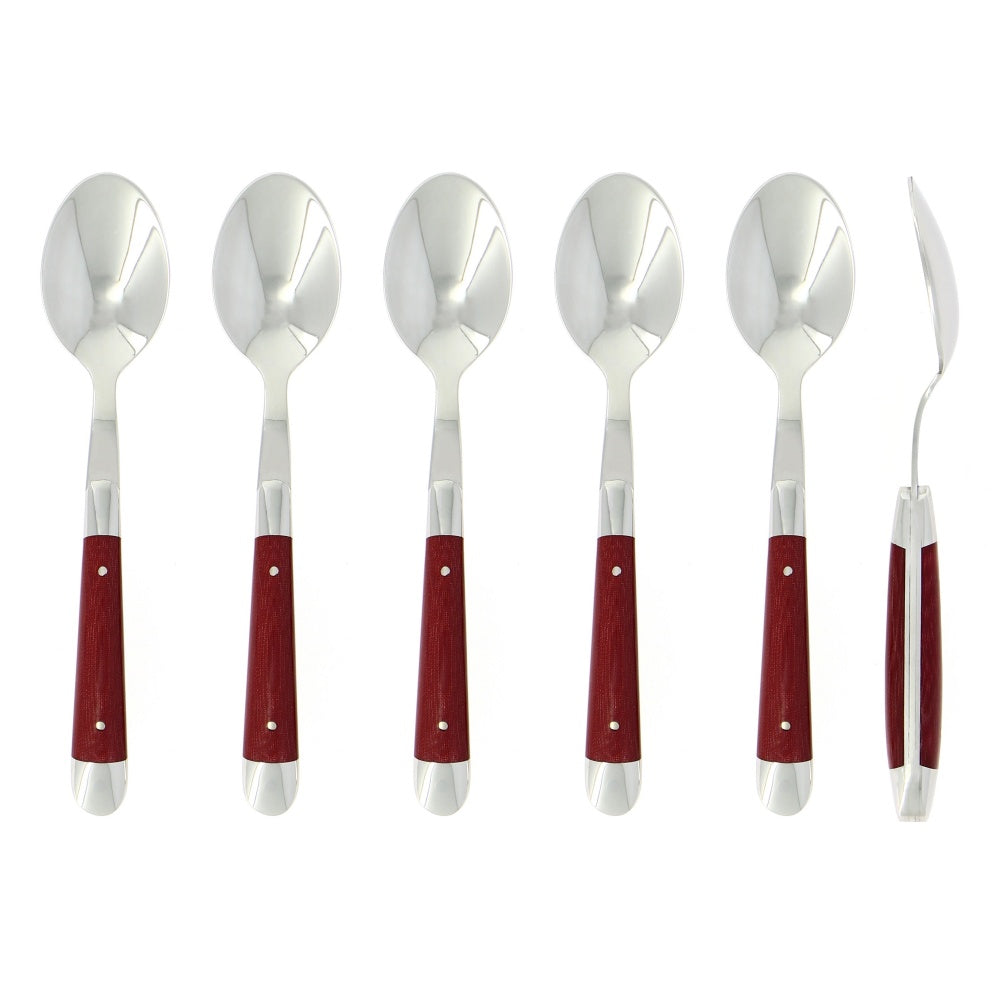 Forge de Laguiole Dessert Spoons Fabric Series Red